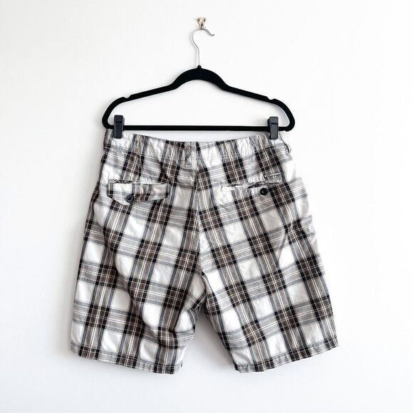 Billabong Mens Shorts Casual Flat Front Plaid Brown White Size 34 - Picture 2 of 9